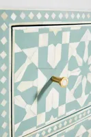 Commode à 9 tiroirs en incrustation d'os de style marocain, buffet en incrustation d'os vert, meubles en incrustation d'os, commode en incrustation d'os