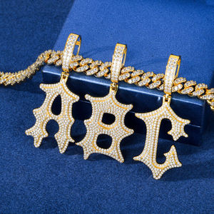 Collier pendentif Uzi Iced Out plaqué or 18 carats avec moissanite, bijou unisexe style Hip Hop pour fête et cadeau - Product Image 3