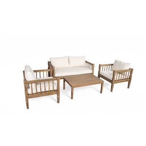 Set di Mobili da Patio a 4 Pezzi con Tavolino, Cuscini Spessi, Set da Conversazione per Esterni di Ba - Product Image 3
