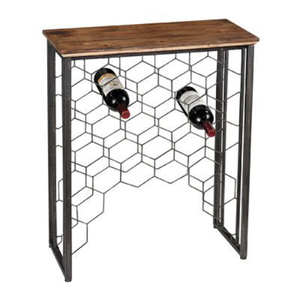 Porte-bouteilles mural vertical en métal noir et bois naturel, style industriel, gain de place, étagère de présentation pour bar à domicile - Product Image 4