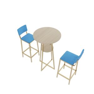 Set di sedie da tavolo da Bar a tre pezzi con struttura dorata in spugna cuscini di seduta schienali funzione ripiano oro marrone blu - Product Image 4