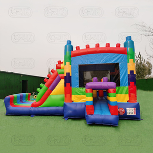 Carrera de obstáculos inflable comercial Castillo hinchable Combo Mega bloques de construcción Legao Themed Jumping Bounce House para la venta - Product Image 2