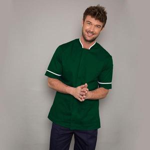 เสื้อคลุมช่างทำผมชาย เสื้อทูนิคสำหรับร้านเสริมสวย ชุดทำงานผู้ชาย ชุดยูนิฟอร์มร้านสปาชาย พร้อมโลโก้และสีที่ปรับแต่งได้ - Product Image 3