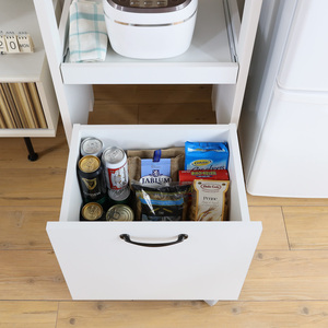 Modern <b>White</b> Shirai Wood Storage Cabinet 1 Drawer 1 <b>Shelf</b> Living Room Furniture American Vintage Style Flat Panel Door Wheels - Product Image 5