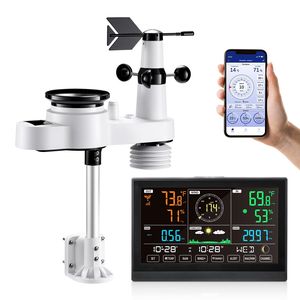 Estación Meteorológica Wi-Fi con Pantalla VA de 7.5 Pulgadas, Sensor Exterior Inalámbrico Alimentado por Energía Solar y Pluviómetro - Product Image 1