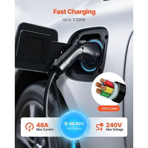 Cavo di Prolunga per Caricabatterie EV da 48 Amp, 21 Piedi, Compatibile J1772, 120V-240V, Cavo di Ricarica SAE per Veicoli Elettrici Lev - Product Image 5