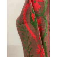 Veste d'hiver en coton brodée de fleurs pour femmes, col mandarin, manches longues, devant ouvert, design fait main