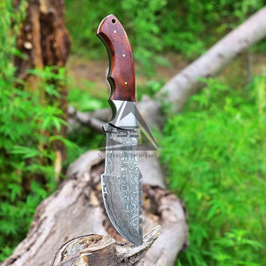 Couteaux à lame fixe personnalisables en acier Damas inoxydable avec manche en bois, garantie 3 ans, support OEM, haute qualité, meilleur choix - Product Image 6