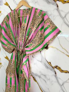 Women Tiger Print <b>Kaftan</b> Dress Wholesale Bulk Cotton <b>Beach</b> Wear Dubai Style - Product Image 1