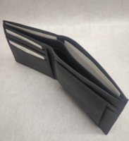 Dompet Pria Kulit Asli Kulit Kambing, Kantong Kartu Depan, Kantong Uang Koin, Anti RFID, Minimalis, Lipat Dua, MOQ Rendah