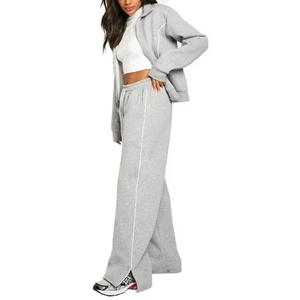 Ensemble de survêtement respirant en molleton de coton surdimensionné personnalisé pour femme 2025 – Survêtement zippé de haute qualité - Product Image 1