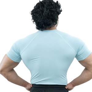 Camiseta Deportiva de Compresión de Manga Corta para Hombre, Personalizada al por Mayor, de Algodón Sólido, Secado Rápido, Transpirable, para Gimnasio, Entrenamiento, Running, Fitness - Product Image 4