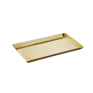 Bandeja rectangular de acero inoxidable con acabado en cobre martillado a mano para servir en la cocina del hogar, elegante plato decorativo de metal para comida. - Product Image 2