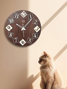 Round Wooden Hanging Wall <b>Clock</b> Handmade Modern Quartz <b>Battery</b> Powered Analog Timepiece Natural Wood Silent Home Office Decor - Product Image 3