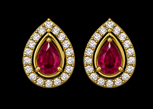 Women's 18K Gold Plated Ruby 925 Sterling <b>Silver</b> <b>Stud</b> Earrings Water Drop Shape Diamond Bezel Setting Wedding - Product Image 3