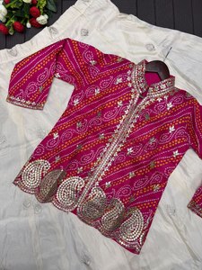 <b>Top</b> Selling Navratri Purple Embroidered Kurta Lehenga Gota Patti Work Traditional Indian <b>Wedding</b> Rakhi Diwali Wear For Women - Product Image 3