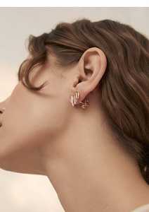 Pendientes de Corazón con Diamantes en Oro Rosa para Mujer, Románticos, Chapados en Oro de 9K, Oro Sólido - Product Image 3