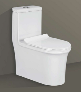 CAPTION-5016 Inodoro Cuadrado de Una Pieza con Tapa de Cerámica, Montado en la Pared, con Doble Descarga y STrap, para Baños de Villas, Hoteles y Escuelas - Product Image 2