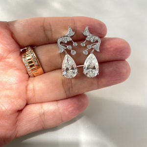 Pear Cut Diamond Ring Side <b>Stones</b> in White Gold Elegant Engagement Ring for Women Luxury Lab Grown Diamond Fine Jewelry Gift - Product Image 1