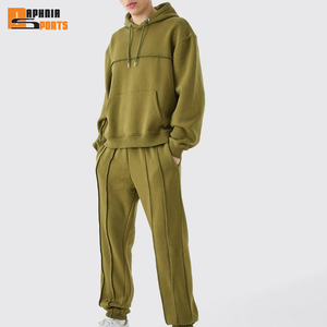 Fabricante de Ropa OEM, Conjunto Deportivo de Felpa Gruesa 100% Algodón, 500 GSM, Sudadera con Capucha y Pantalones Deportivos para Hombre - Product Image 1