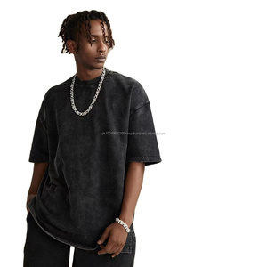 Haute qualité lourd 100% coton lavé à l'acide vintage en détresse t-shirt logo personnalisé rue t-shirt surdimensionné hommes hip hop t - Product Image 1