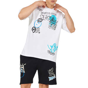 Nuevo Conjunto de Verano para Hombre, 2 Piezas, Estilo Urbano, Color Liso, Secado Rápido, Tejido de Punto, Camiseta y Pantalones Cortos - Product Image 1