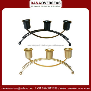 <b>Gold</b> & Black Finished Iron <b>Candle</b> Stand Stylish & Durable for Home Weddings and Special Occasions at Affordable Price - Product Image 3