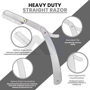 Navaja de Afeitar Recta de Acero Inoxidable de Alta Calidad para Hombre con Construcción Duradera, Diseño Seguro y Agarre Cómodo - Product Image 5