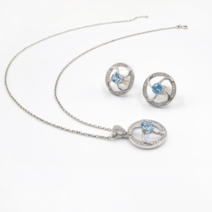 Juego de Pendientes y Colgante de Topacio Azul Natural en Plata de Ley 925, Chapado en Rodio, Joyería Fina OEM ODM - Product Image 4
