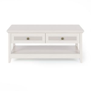 Tavolino da Caffè a 2 Livelli in Stile Rustico con Tema Boho, Tavolino da Tè con 2 Cassetti Decorativi in Rattan, Tavolino Centrale per Divano con Ripiano Portaoggetti - Product Image 3