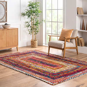 Handwoven Recycled Cotton Chindi Accent <b>Rug</b> <b>for</b> Bedroom Bohemian Farmhouse & Eclectic Home - Product Image 3