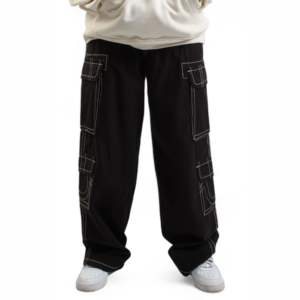 Pantalon de survêtement évasé décontracté 100 % coton pour homme – Style ample confortable, jambe large personnalisée, taille mi-haute, surpiqûres contrastées OEM - Product Image 1