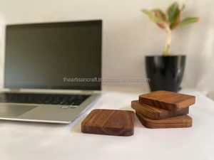 Posavasos de madera elegantes para protección de bebidas, juego de posavasos de madera natural hechos a mano, ideales para uso en el hogar, la Oficina y las fiestas - Product Image 5