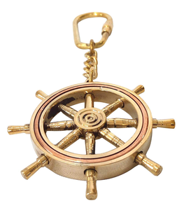 Porte-clés artisanal vintage en laiton en forme de roue de bateau, accessoire de collection nautique et maritime, cadeau - Product Image 4