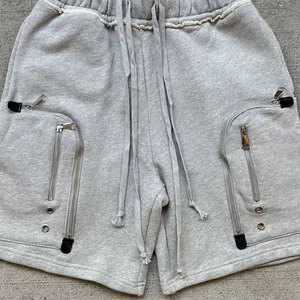 Shorts de survêtement en coton épais personnalisés de haute qualité, longueur genou, avec cordon de serrage, effet délavé, double taille, collection 2026 - Product Image 3