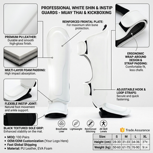 Custom Muay Thai Boxing MMA Shin Guards Genuine Leather Breathable Hook & Loop Closure Fairtexs <b>Cheap</b> OEM - Product Image 6