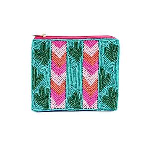Porte-monnaie perlé fait main pour femme, fermeture éclair, style bohème géométrique, petit portefeuille coloré en toile de polyester, vente en gros - Product Image 4