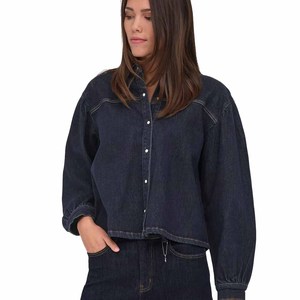 Oversized Loose Womens Clothing Denim Jeans T Shirt Wholesale OEM Hot Selling Plus Size Yoga Outdoor Working Denim Tee Shirts - Product Image 4