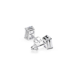 Boucles d'oreilles clous en or rose avec diamants taille émeraude pour femme, classiques, à porter au quotidien, couleur G, bijoux en diamants de laboratoire - Product Image 5