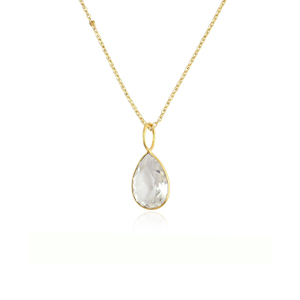 Collar con Colgante de Cristal de Cuarzo Facetado, Cadena de Latón Chapada en Oro de 18k, Engaste de Bisel Hecho a Mano, Estilo Minimalista para Boda - Product Image 1