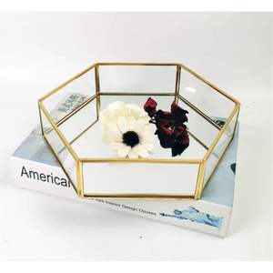 Juego de Bandejas de Cristal Doradas de Lujo, Organizador de Joyas de Metal Decorativo, Bandeja de Almacenamiento de Cosméticos, Bandeja Decorativa para el Hogar y Bodas - Product Image 6