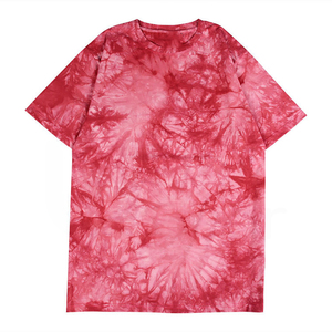 Camiseta de Punto Tie-Dye para Hombre, Casual, de Manga Corta, Cuello Redondo, con Diseño Rojo, Corte Regular - Product Image 1