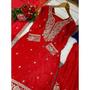 Beau haut-bas pour femmes et ensemble Dupatta de créateur pour les fêtes - Product Image 5