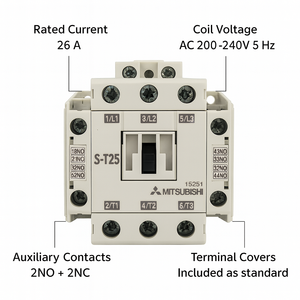 Contactor Magnético Mitsubishi S-T25 Trifásico 50/60Hz Automatización Industrial Hecho en Japón AC3 25A - Product Image 2