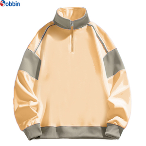 Sudaderas con capucha personalizadas para hombre, sudadera de algodón con bloques de color, cierre de cremallera de un cuarto y mangas largas holgadas - Product Image 5