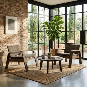 Sillón de madera de teca para sala de estar, sofá individual tapizado de primera calidad para interiores, sillón de madera de lujo para salón, muebles de lujo para sala de estar. - Product Image 5