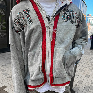 USA Sans taxes douanières, Veste zippée pour homme, coupe carrée courte, délavée à l'acide, grammage lourd 500 g/m², avec patchs usés, double ou triple couche, fermeture éclair intégrale - Product Image 4