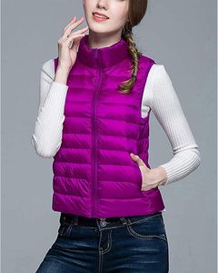 Women's Lightweight <b>Packable</b> Hooded Winter Quilted Puffer <b>Jacket</b> Detachable Sleeves Hat Zipper Closure Waterproof Wool - Product Image 4