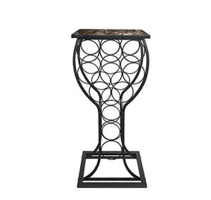 Meuble bar autoportant en métal noir avec plateau en faux marbre – Élégant meuble de rangement et présentoir à vin pour la maison - Product Image 1