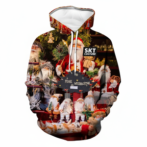 Personalizado al por mayor SKT cultura 3D impresión divertida Santa Claus Navidad Sudadera con capucha Unisex pulóver feo suéter estilo Streetwear - Product Image 2